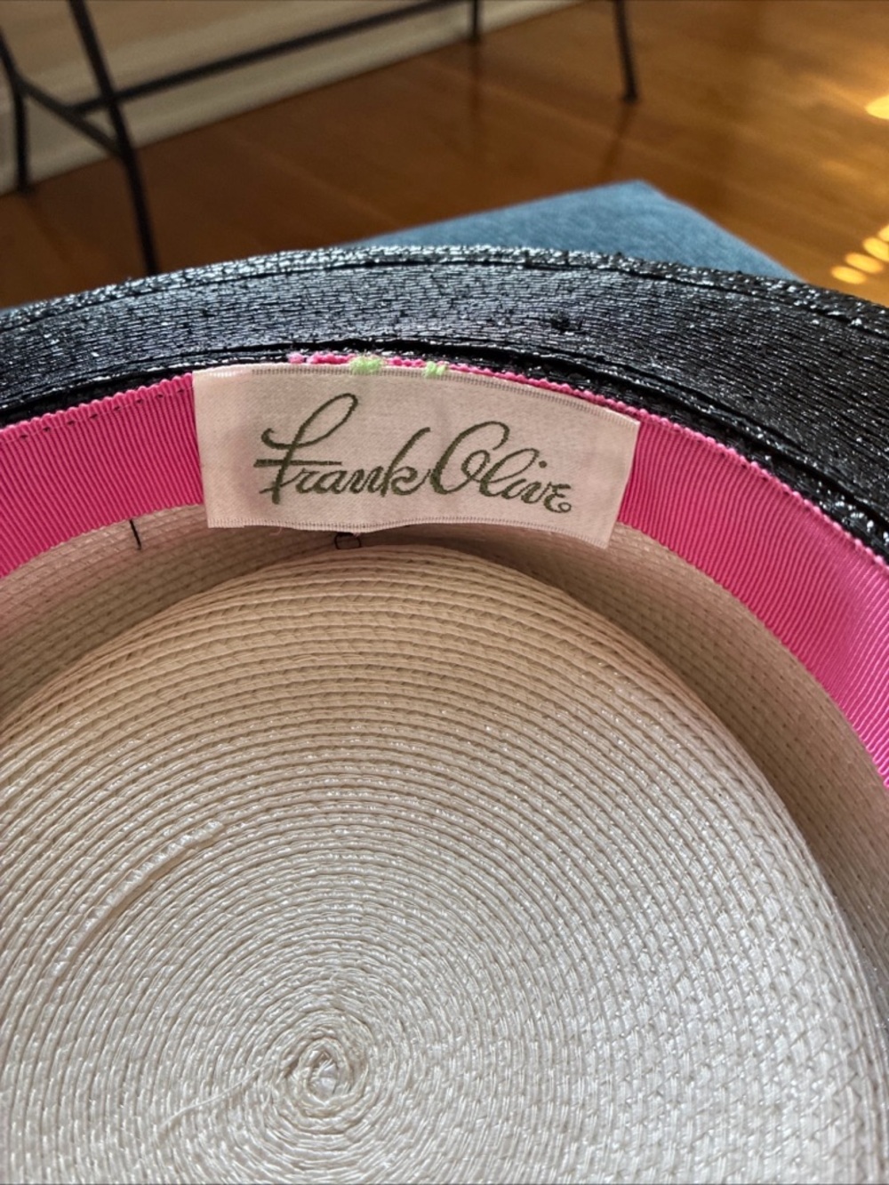 Frank Olive black-and-white vintage straw derby church hat - Picture 8 of 12